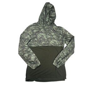 Under Armour 1/4 Zip Fitted Hoodie Mens Size Medium Green Camouflage Pullover